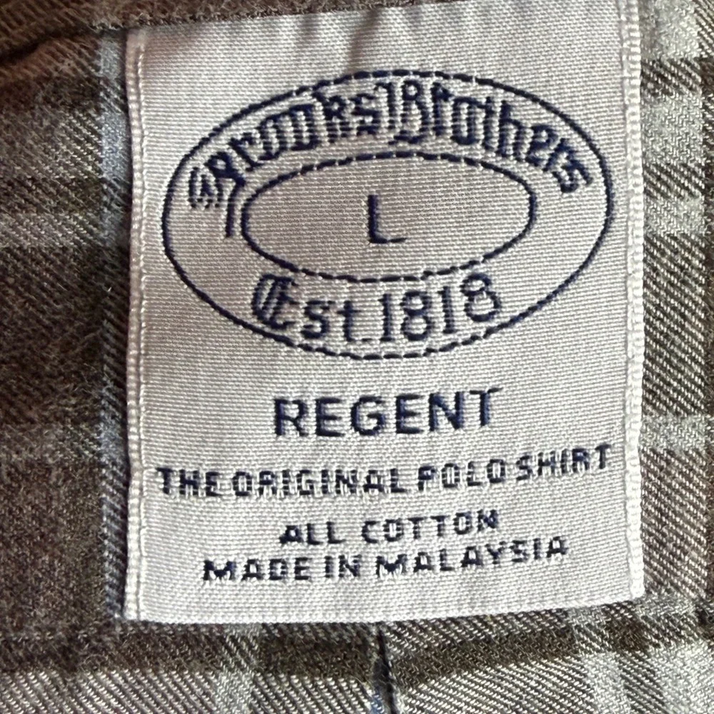 Brooks Brothers Brushed Cotton Button Shirt Mens L Blue Brown Plaid Regent Fit